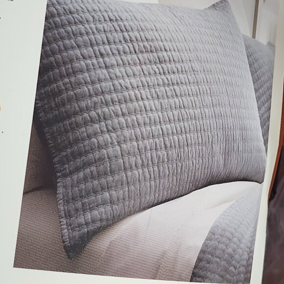 Hearth And Hand With Magnolia Radiant Gray Cotton Textured Stripe Standard Sham - Picture 10 of 16
